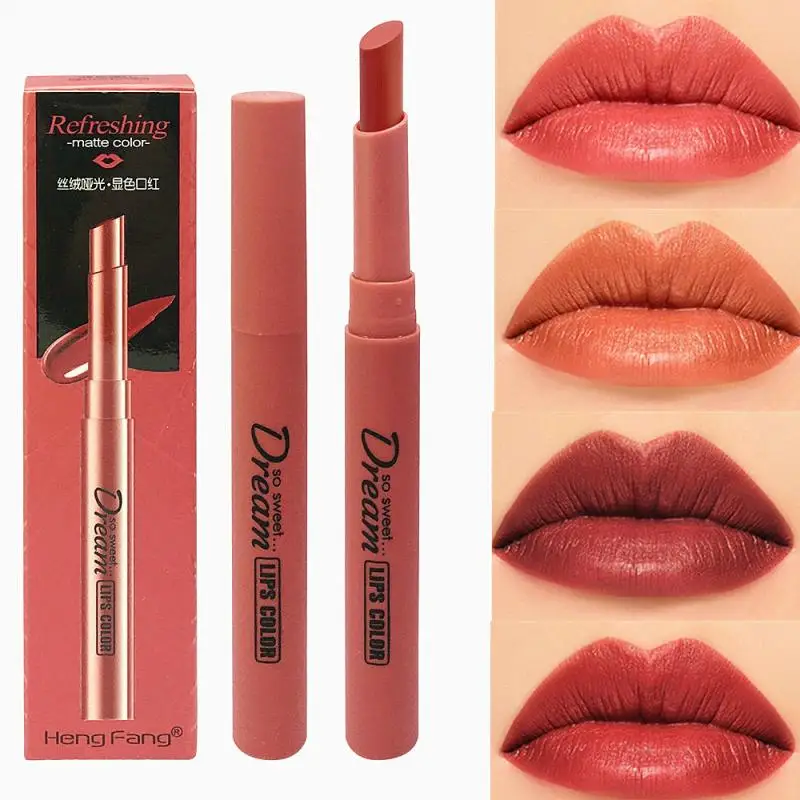 

1PC Pumpkin Color Waterproof Nude Velvet Matte Glossy Lip Gloss Lipstick Lip Balm Sexy Red Lip Tint Women Makeup Gift TSLM2
