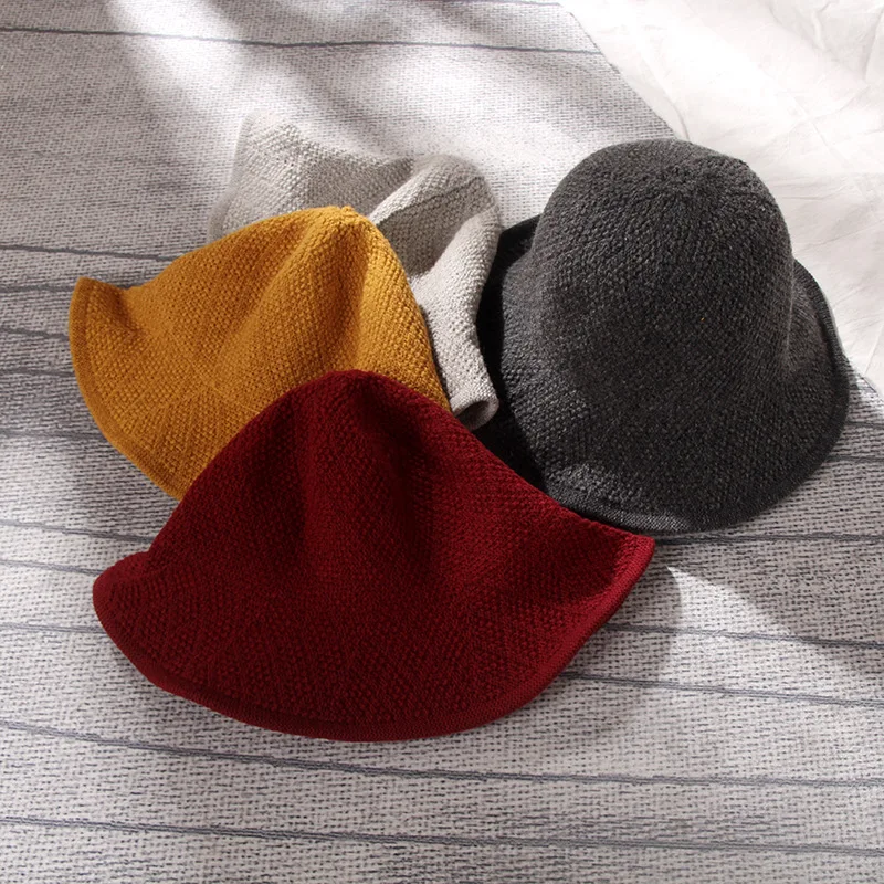 Sparsil женская вязаная шерстяная шляпа, одноцветная Складная Геометрическая модель, рыболовные плоские шапки, женская модная повседневная одежда, шапочки