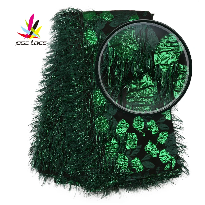 Высококачественное зеленое цветовое искусственное кружево нигерийское Тюлевое