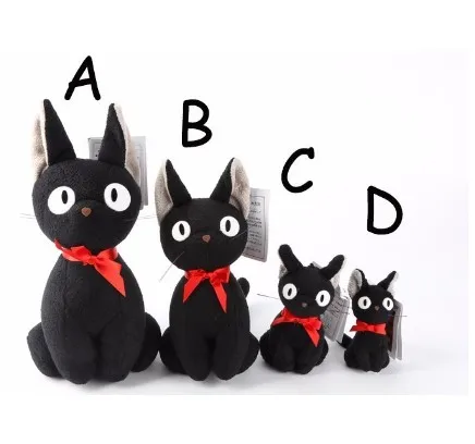 Большой размер Jiji Cat Studio Ghibli Hayao Miyazaki Kiki's Black Jiji Плюшевые игрушки Куклы Kawaii Черный кот Кики мягкие игрушки для детей - Цвет: Черный