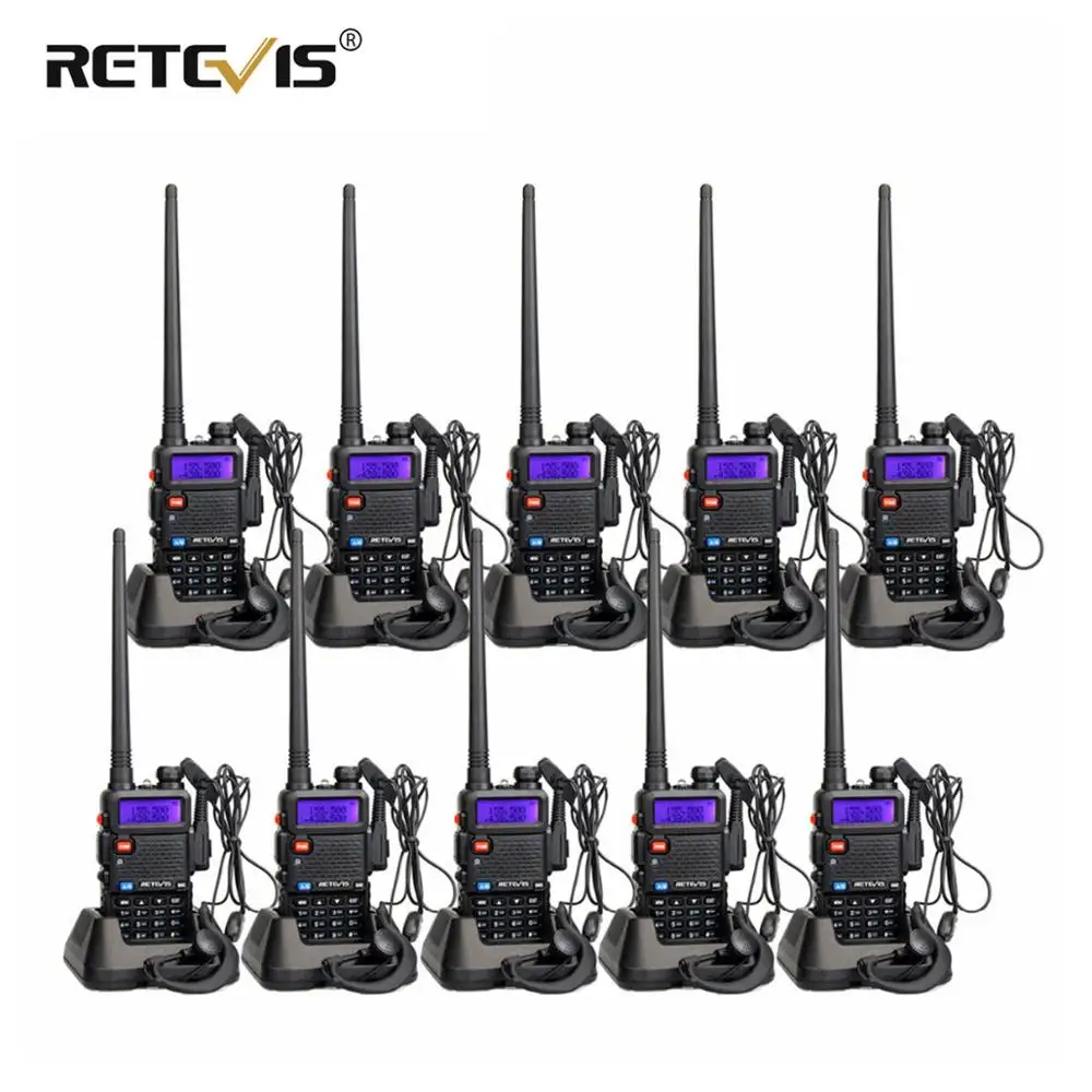 10 шт. RETEVIS RT5R Walkie Talkie VHF UHF двухдиапазонный любительский радиоприемник VOX FM двухсторонний радиоприемник для Baofeng UV-5R UV5R