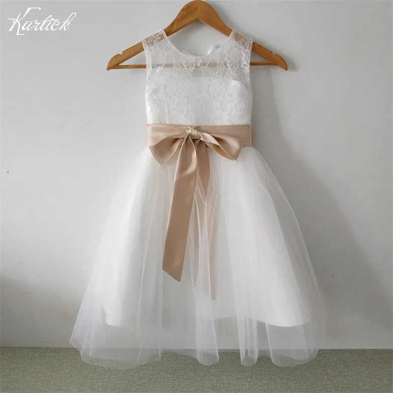 

Brand New Flower Girl Dresses for Wedding Real Little Girls Kids/Children Dress Lace Satin Keyhole Party Pageant Communion Dress