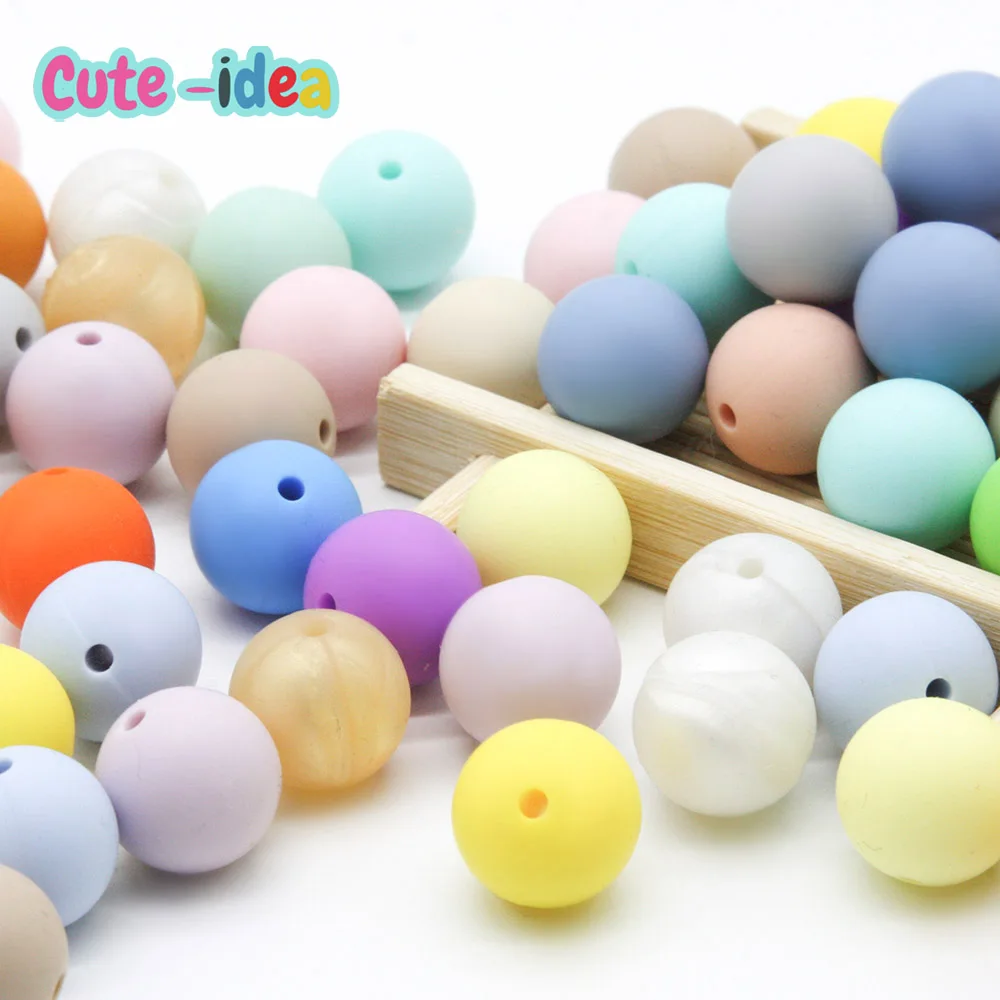 Cute-Idea 19mm 20pcs Silicone Round Beads Food Grade Baby Chewable teething Teether DIY Pacifier Chains Accessorys Baby Goods bite bites 20pcs silicone beads octagonal beads 14mm food grade silicone teether diy pacifier clips beads necklace baby teether