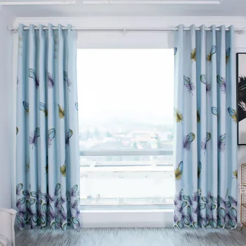 

Modern Style Feather Printed Blackout Window Drapes Curtains For Living Room Bedroom Kitchen Home Shade Screening Blinds Curtain