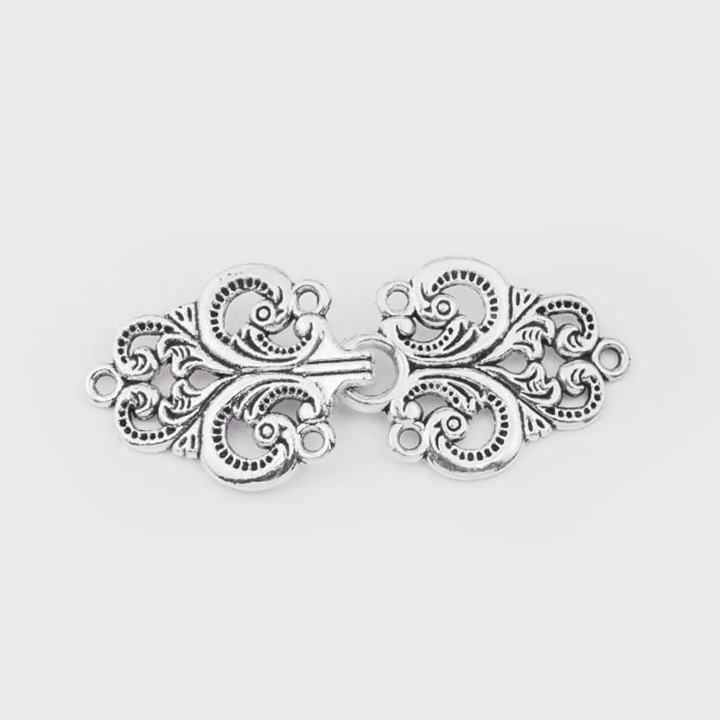 5 комплектов серебристый цветок под старину молния соединение-защелка для изделия в виде ювелирных браслетов