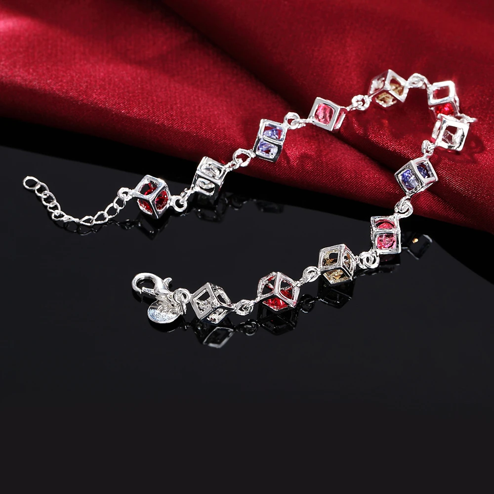 925 Sterling silver bracelets fashion charm colorful zircon crystal Bracelet - Image 5