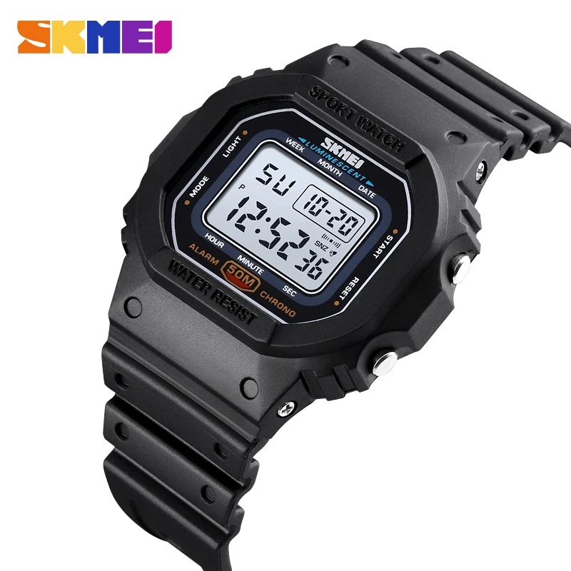 SKMEI LED Fashion Colorful Sports Digital  Watch  Waterproof Shockproof PU Strap Stopwatch Alarm Femal Watches reloj hombre 1608