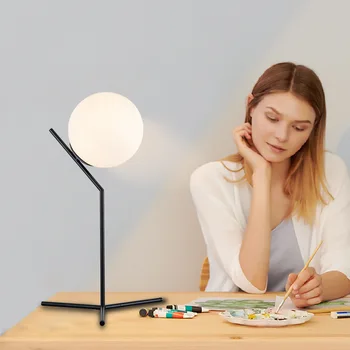 

Nordic minimalist table lamps modern living room white glass ball table light iron tripod desk lamp Reading Indoor Decor Fixture