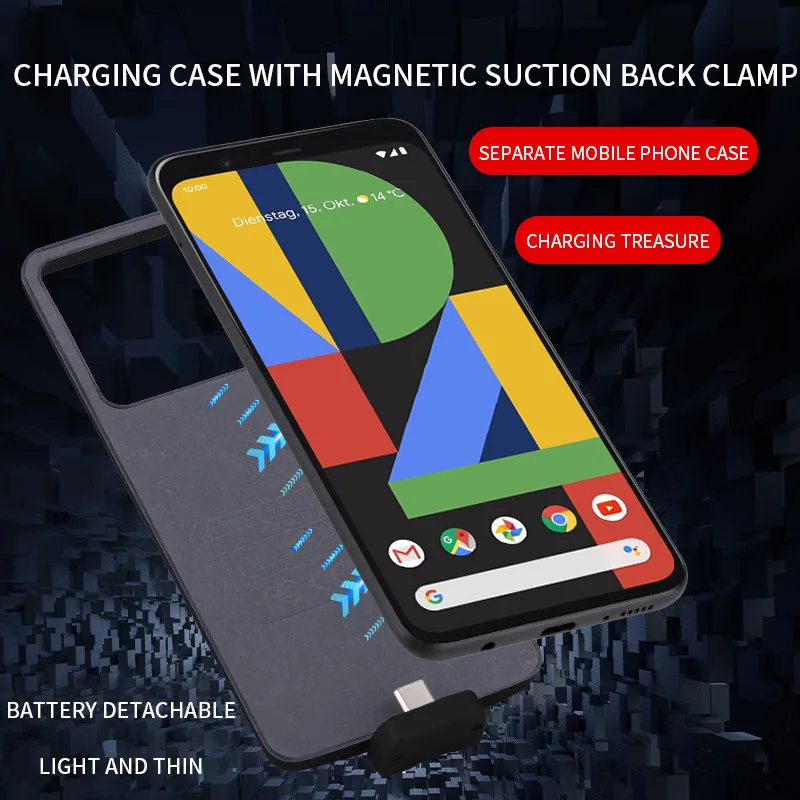 Для Google Pixel 4 XL Тонкий ударопрочный чехол для зарядного устройства с зажимом для задней панели Чехол для аккумулятора с магнитным расширенным внешним аккумулятором чехол Capa Funda