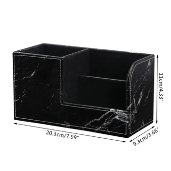 

Black Marble Leather Desk Stationery Organizer Pen Pencil Holder Remote Control