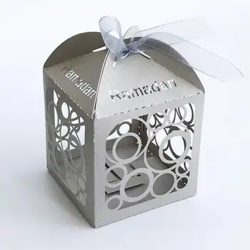 

100pcs Customizable Candy Boxes Of Pearl Paper ，Ramadan Words Theme Chocolate Candy Boxes For Birthday Wedding Party Supplies