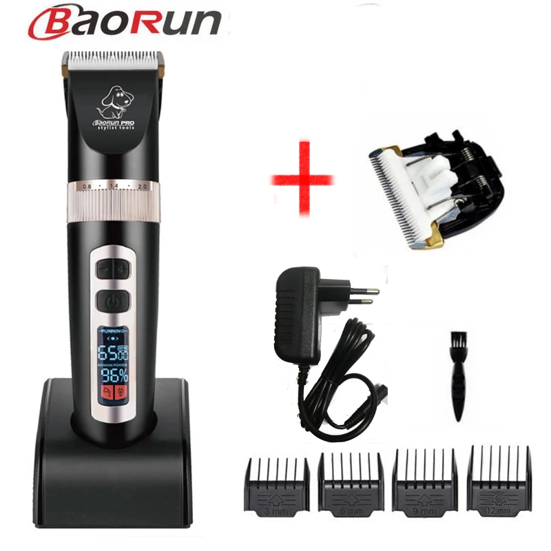 Профессиональный Baorun P9 триммер для собак машинка для стрижки собак уход за домашними животными и кошками бритвы Ножницы для волос - Цвет: BLACK P9 ADD 1 BLADE
