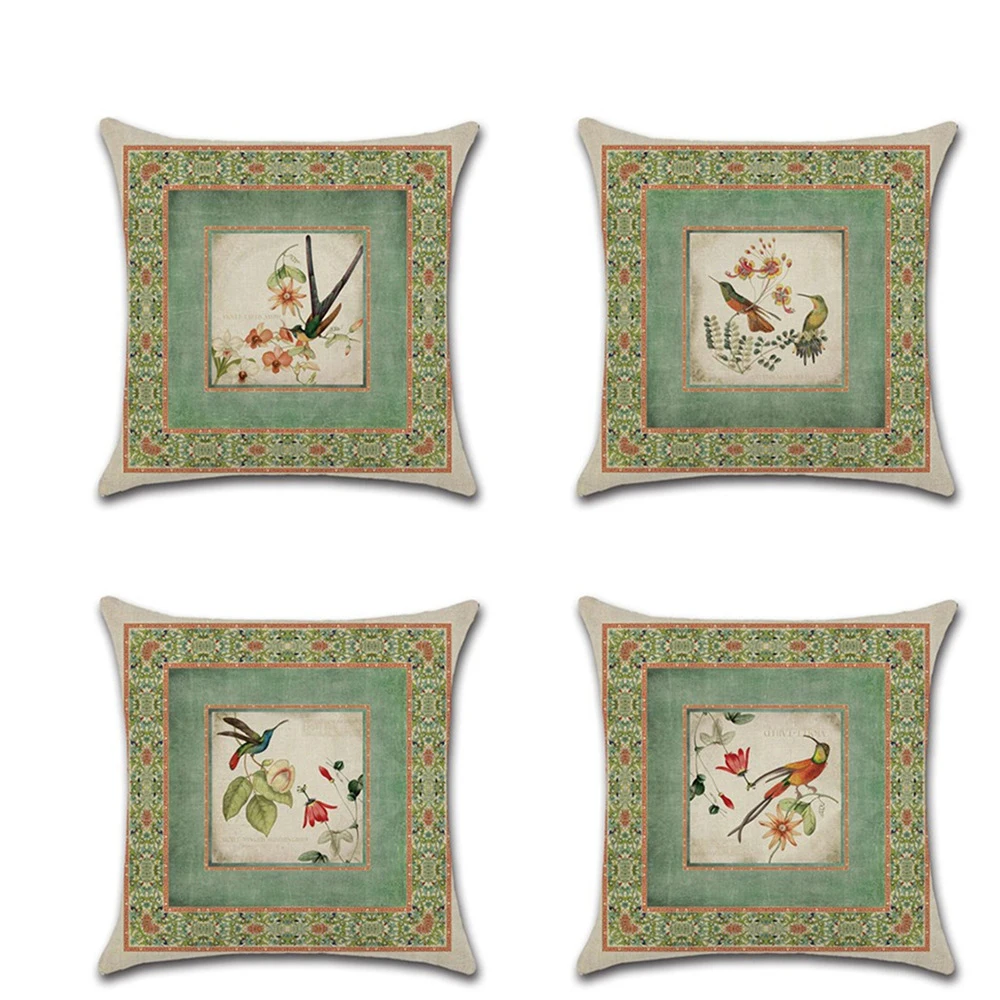 

Decorative Classical Style Cushion Cover Flower Bird Linen Pillowcase 45x45cm for Sofa Chair Potter Pillow Cover Home Decor