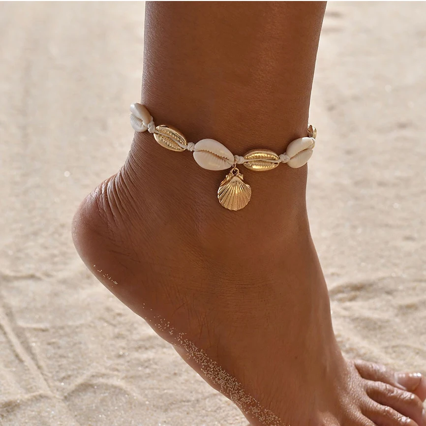 

Summer Sea Shell Anklet Ankle Bracelets for Women Charms Scallop Seashell Anklet Bracelet on the Leg Female Chain on Foot