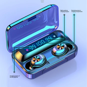 

Wireless Earbuds Auto Pairing Sports Stereo Sound Noise Reduction Earphone Bluetooth 5.0 LED Power Dispaly With Charging Case