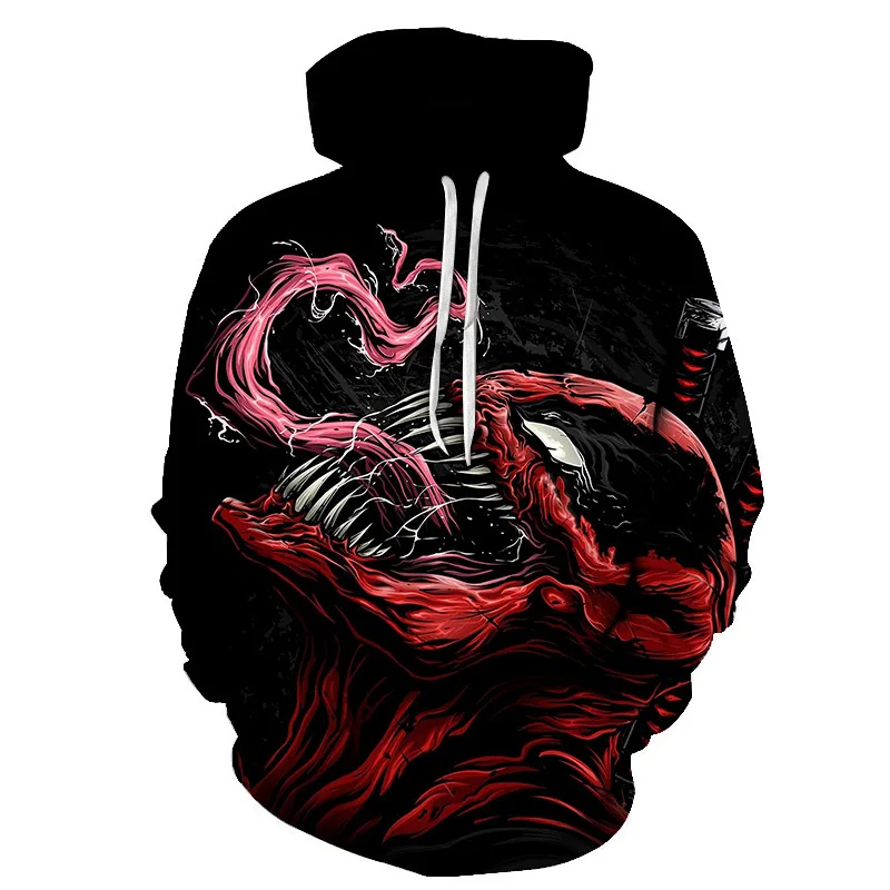 DM2019 Взрывные модели модный праздничный костюм Venom ролевые игры 3D цифровая печатная сетка красный с капюшоном мужской свитер пальто