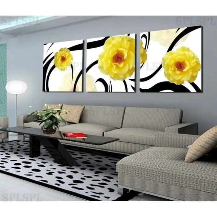 3 шт. желтые цветы холст картина маслом без рамки стена искусство гостиная