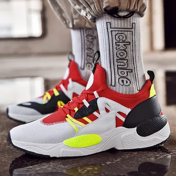 

High Quality Men's New Casual Shoes Stitching Comfortable Breathable Shoe High Elastic Cushioning Non-Slip Men Sneakers Big size