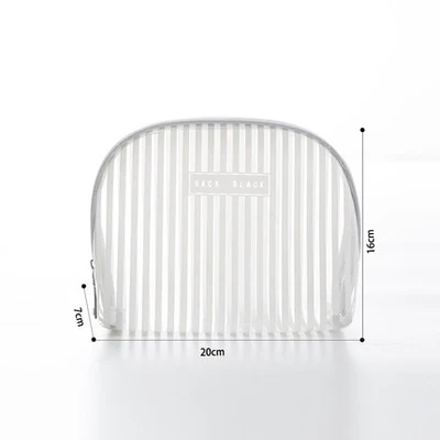 UOSC прозрачный полосатая Косметичка Прозрачный Для женщин Макияж сумка-Органайзер для путешествий, косметический набор, набор kosmetyczka для дропшиппинг - Цвет: white L