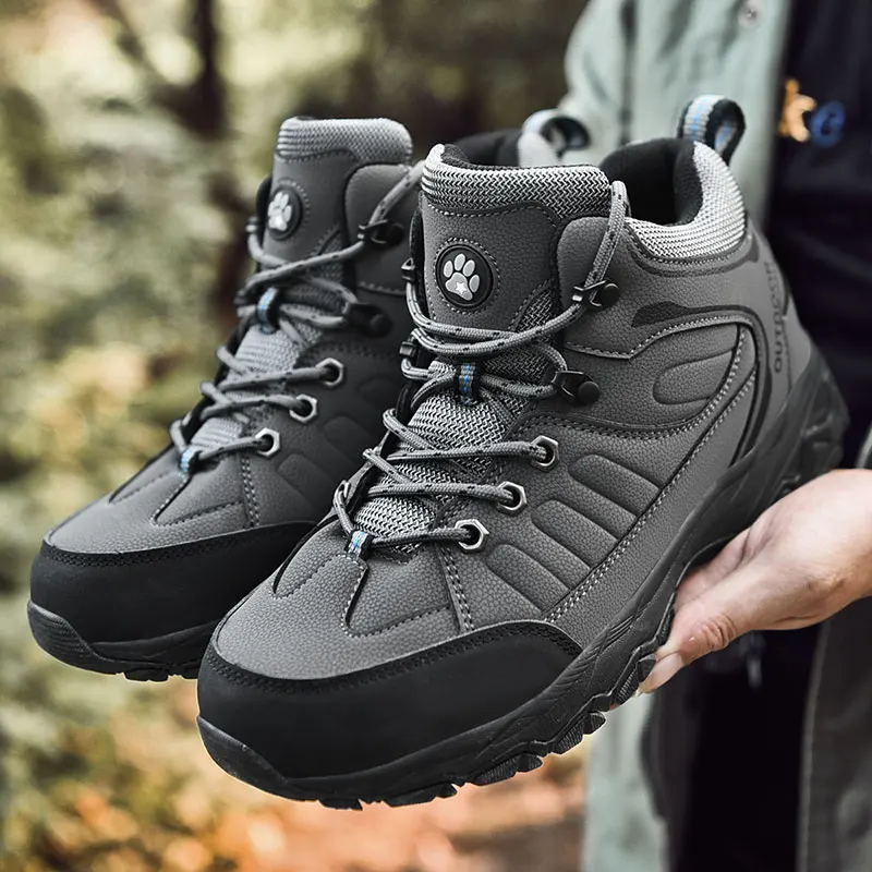 Breathable Men Hiking Boots Outdoor waterproof Hiking boots Anti-skid Leather Climbing Boots Hiking Shoes zapatillas hombre