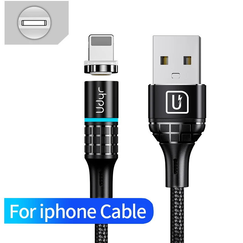 Black IOS Cable Магнитное зарядное устройство Udyr 3 А, кабель usb type-C для iPhone, кабель для быстрой зарядки, кабель Micro USB C для xiaomi redmi note 7 pro - Цвет: Black IOS Cable