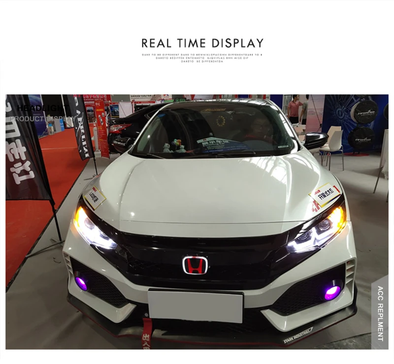 Автомобильный Стайлинг Головной фонарь для Honda Civic- фары для civic DRL Объектив светодиодный фонарь с двойным лучом динамический сигнал поворота