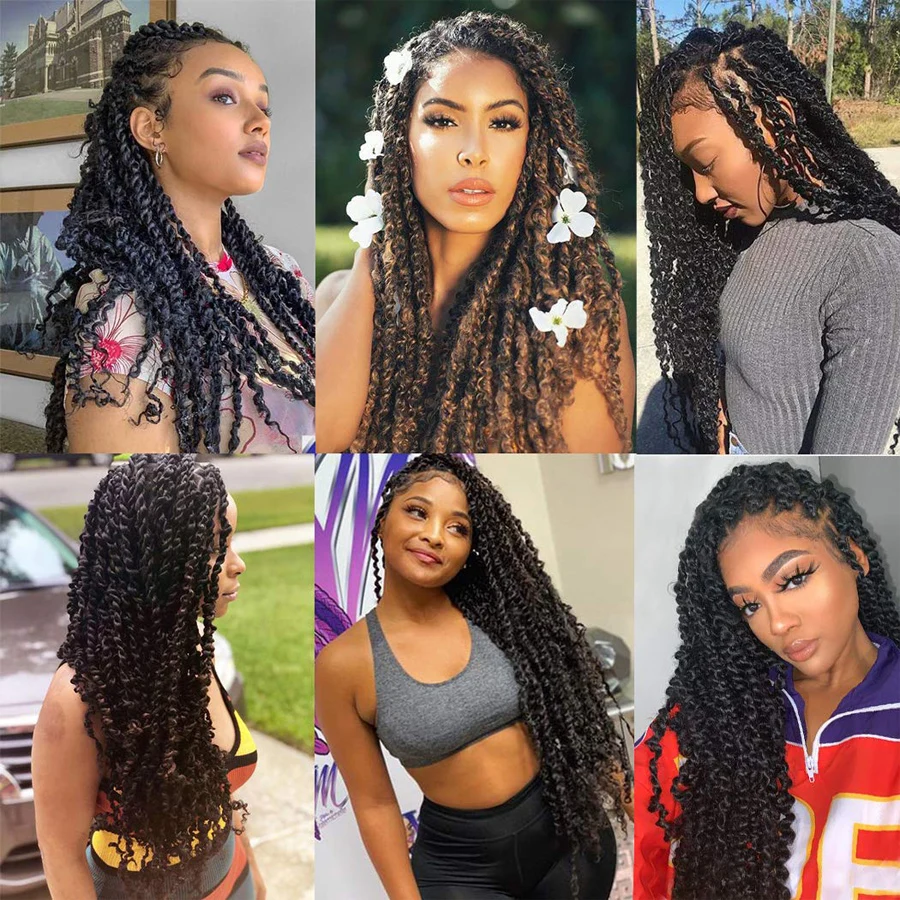 TOMO Passion Twist Crochet Hair Synthetic Curly Braiding Hair Extensions for Women 14 18 22Inch 22Strands Spring Twist Braids 6