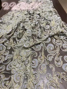 

swiss lace material african Tulle lace fabric with beads African net lace with glued glitter