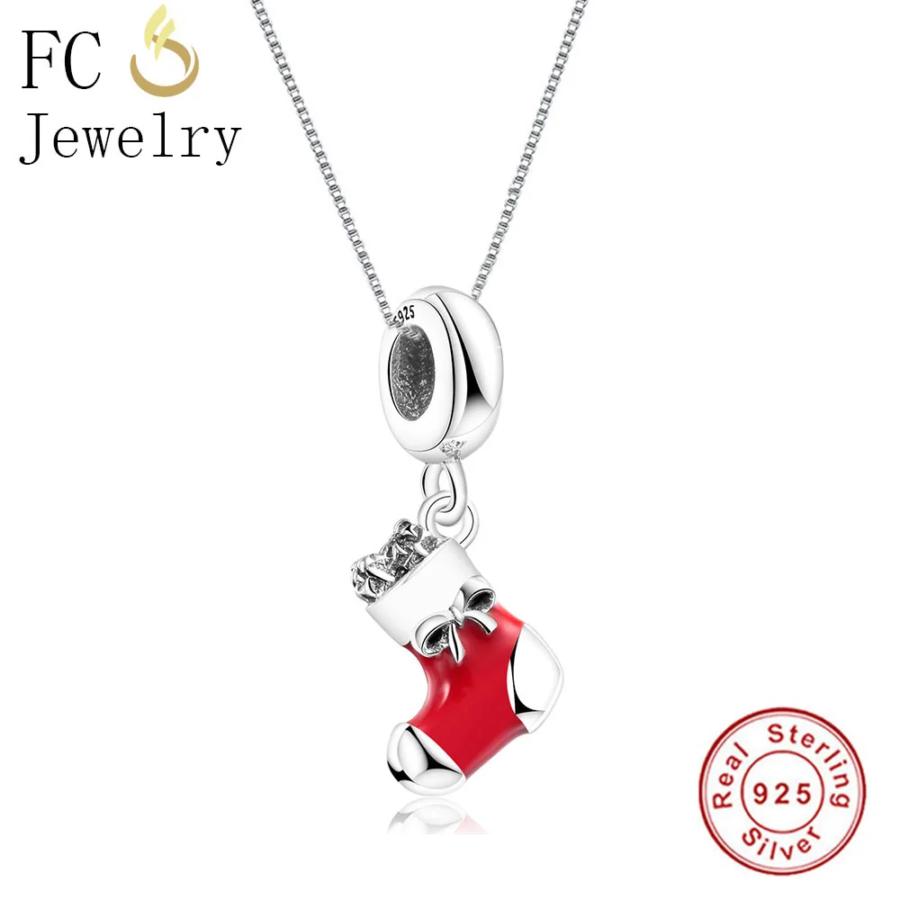 FC Jewelry 925 серебро пробы рождественские Ботинки цвет Женская цепочка ожерелья