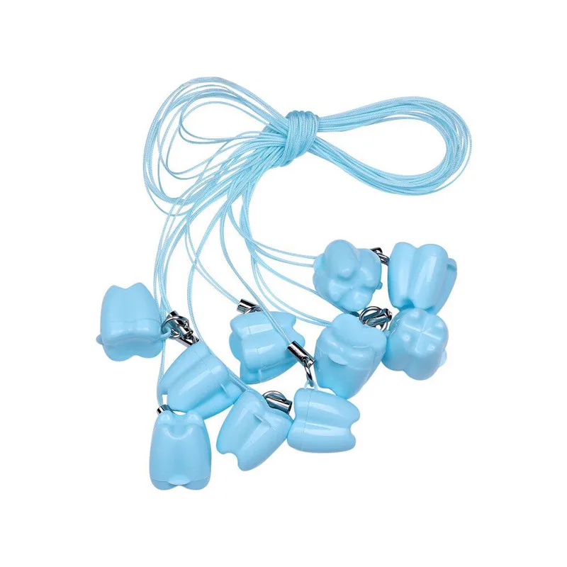 Hang rope blue XZJJA 10-20 шт. форма зуба Детские коробки для хранения молочных зубов детская Силиконовая зубная щетка для малышей Органайзер мини пластиковый контейнер маленькая коробка - Цвет: Hang rope blue