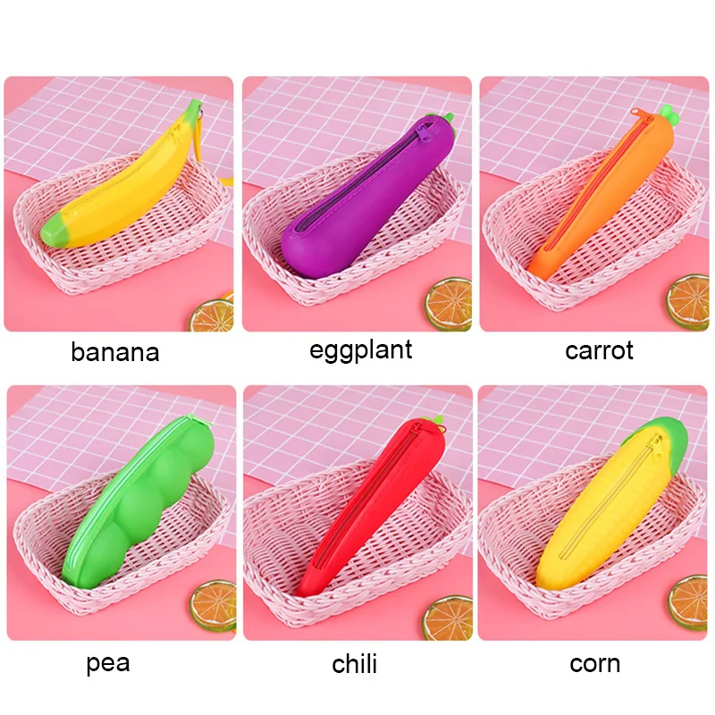 Cute Coin Purse Banana Pencil Case Kawaii Bag Silicone Purse Funny Purses For Kids Yellow Corn Coin Bags For Children (16)