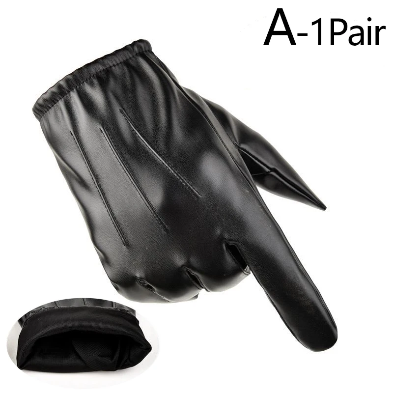 Winter Men Black Leather Gloves Anti-skid Touch Screen Outdoor Driving Warm Windproof Waterproof Motorcycle Driving Gloves 