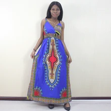Африканское платье-спагетти на бретельках Boho женское элегантное ТРАПЕЦИЕВИДНОЕ винтажное длинное платье с принтом