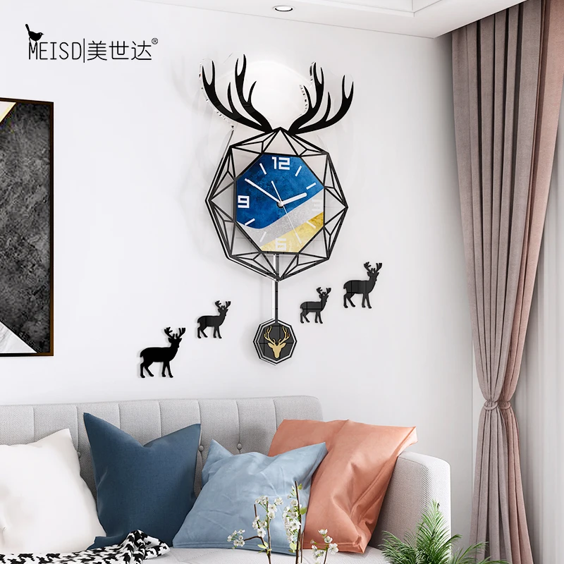 

Large Nordic Silent Acrylic Decorative Pendulum Wall Clock Modern Design Living Room Home Decoration Wall Watch Wall Stickers