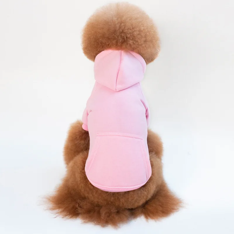Одежда осень-зима; Одежда для собак; теплая стильная простая однотонная толстовка с капюшоном; одежда для маленьких собак - Цвет: pink