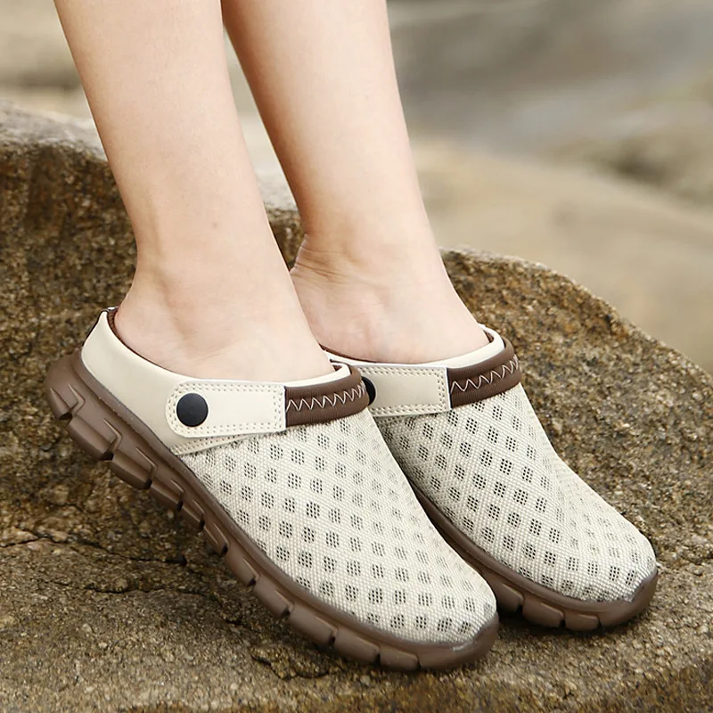 

2017 Summer Couples Gradient Large Size Sandals Mesh Slipper Casual BIRD'S NEST Porous Sandals Foot Covering Semi-Slipper