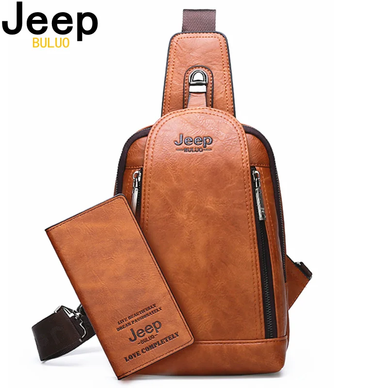  JEEP BULUO Men Crossbody Bag Big Size Daily Chest Bag High Quality Large Capacity Split Leather Sho - 4000026591697