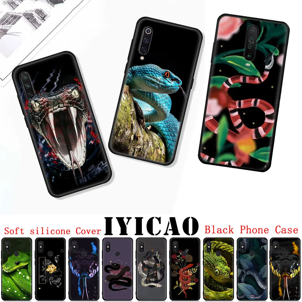Soft silicone Cover for Xiaomi Mi 8 9 A2 SE Lite Pro 6 F1 A1 5X A3 Black Phone Case Snakes and Flowers | Мобильные телефоны и