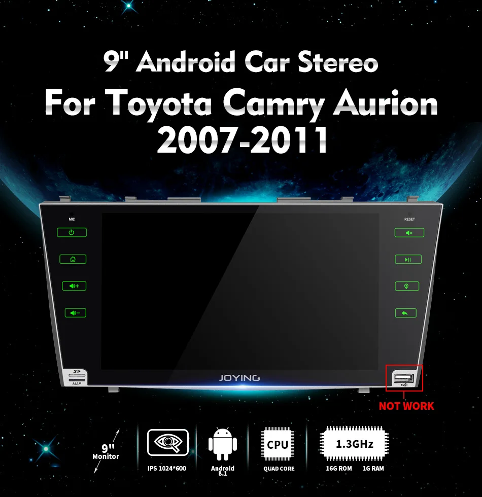 Excellent Andrid Car Radio Multimedia Player 2 din Car GPS Stereo for Toyota Camry Aurion 2007 2008 2009-2011 with Navigation Mirror Link 0