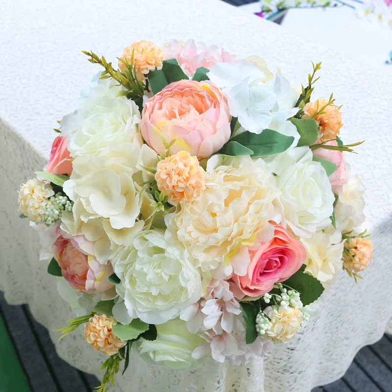 JAROWN Artificial Rose Flower Row Flower Ball Wedding Centerpieces Candle Stick Flower Stand Hydrangea Silk Fake Flowers Home Decor (10)
