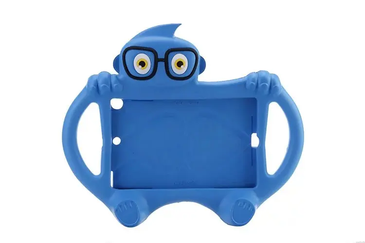 Милый 3D мультфильм детская безопасная силиконовая крышка для Ipad Mini 1 2 3 мини 4 Стенд дети ударопрочный корпус из пены eva+ ручка - Цвет: Синий