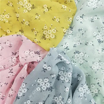 

Pink, Gray, Green, Yellow Soft Floral Printed Chiffon Tulle Fabric For Dress Shirts, By The Meter