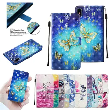 

10pcs/lot 3D Printed Patterns Wallet Phone Case For Samsung Galaxy S7 Edge S8 S9 S10 Plus S10e 5G Flip PU Leather