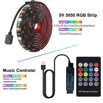 

Classic USB LED Music Control String Light Practical Waterproof RGB Flexible TV Tape Ribbon Lamp Entertainment Supplies