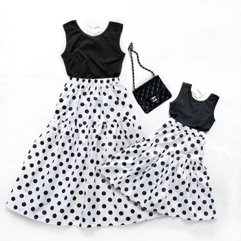 

Mother Daughter Dresses Cake Summer Family Matching Clothes Polka Dot Family Look Mommy And Me Clothes Mom and Daughter Dresses