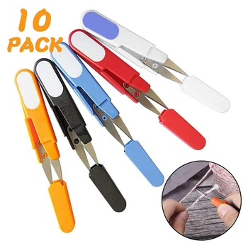 

5/10Pcs U Shape Embroidery Scissors Sewing Pruning Thread Cutter with Shear Protective Cover for Stitch DIY Sewing Supplies