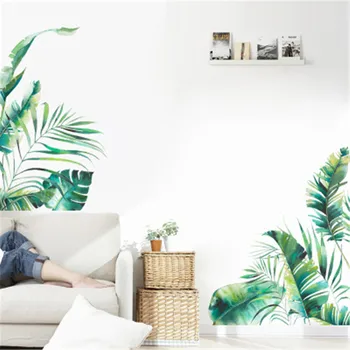

Nordic Green Plant Wall Sticker Home Decor Living Room Tropical Rainforest Palm Leaves Wall Stickers Art Vinyl Decal Wall Mural