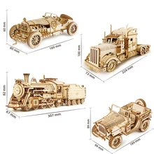 Robotime Rolife – jouet d'assemblage en bois créatif, bricolage, train à vapeur fait à la main, voiture classique, jouet éducatif 3D pour enfants