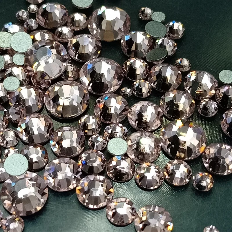 

Lt Amethyst All Size glass crystal FlatBack Non HotFix Strass glue on Fabric Garment Rhinestone Nail Art Stone