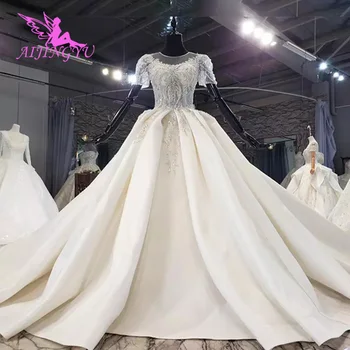 شراءAIJINGYU فستان رومانسي الملاك الثياب القرون الوسطى خمر العروس ثوب فريد مسلم فساتين الزفاف الفاخرة
